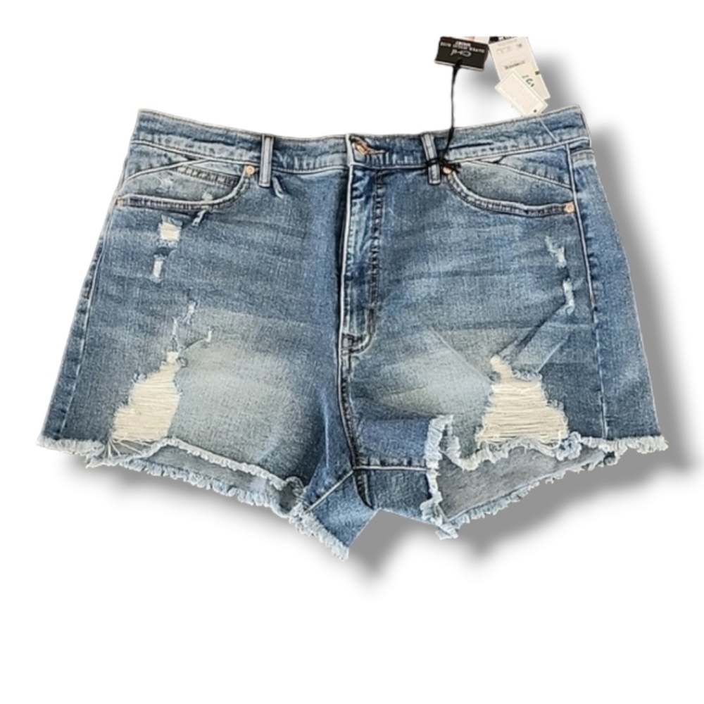 SOFIA VERGARA High Waisted Jean Shorts 16 Chi Distressed Frayed Plus Denim Short - Picture 2 of 9